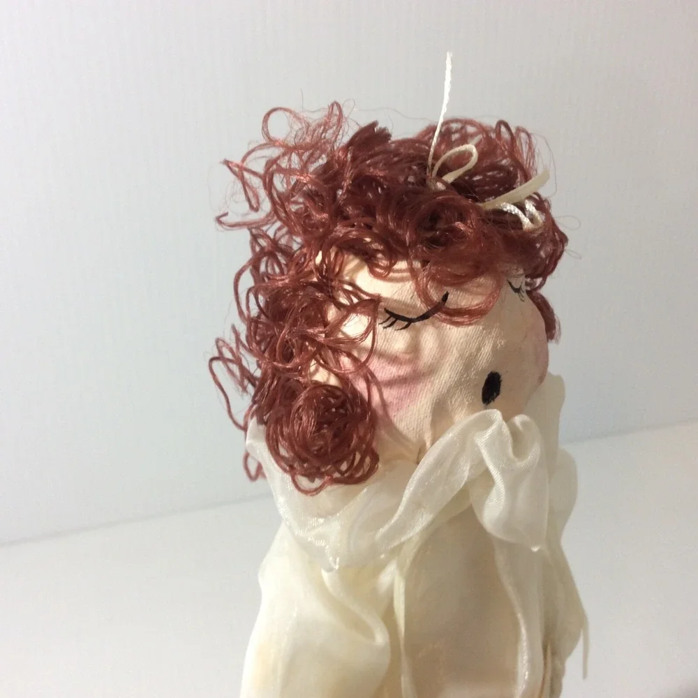 Vintage Standing Singer Choir Paper Mache Head Christmas Tree Topper Red Hair
